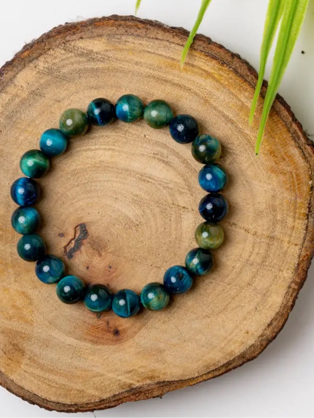 🆕New Peacock Blue Tiger Eye Bracelet-8mm